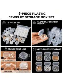 1/6pcs Mini Transparent Storage Box With Lid, Portable Jewelry Organizer Box, Suitable For Earrings, Rings, Necklaces And Small Items, Multi-Purpose Plastic Box, Suitable For Beads, Nail Art Supplies, Cosmetics, Hair Accessories, Craft Parts And Materials, Home Bedroom Accessory Box, Handicraft And Sewing Supplies Storage, Easy To Carry For Travel, Multi-Functional Durable Reusable Storage Container, Essential For Craft Enthusiasts, Great Holiday Gift - Multicolor - View 7