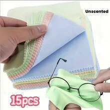 15 piezas de paños de limpieza de microfibra de colores aleatorios, toallitas reutilizables sin pelusa, adecuadas para gafas, lentes de cámara, pantallas de teléfono - Multicolor - Ver 1