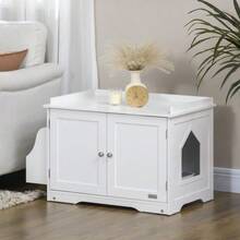 Cat Furniture/Litter Box With Adjustable Divider And Magnetic Doors, White, 86 X 48 X 52 Cm, For An Elegant Interior. - one-size - View 7