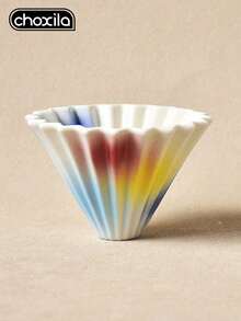 choxila 1pc Rainbow Ceramic Coffee Dripper Cup, Colorful Pour-Over Coffee Filter Cup, Cake Cup, Coffee Filter Cup, Pour-Over Coffee Filter Cup - Rainbow Origami Filter Cup - View 6