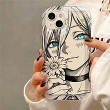 Funda para Teléfono - Funda de Teléfono con Arte Lineal de Resina Anime Adecuada para 17 17E 16E 16 15 14 13 12 11 Pro XR XS X 8 Plus, Cubierta Trasera Suave de TPU - Colores mezclados - Ver 3