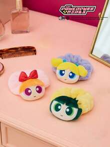 THE POWERPUFF GIRLS X Joivida 1組毛絨髮圈與髮帶、可愛卡通髮箍，適合日常穿著、旅行、派對，是送給女性、女孩的有趣禮物，生日、聖誕節或週年紀念的襪子填充禮物 - 彩色 - 查看 2