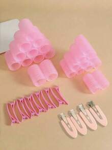 Set da 18 pezzi di bigodini soffici per capelli da donna, include bigodini autoadesivi e fermagli senza segni - adatto per donne e ragazze, volume di qualità da salone a casa, perfetto per sollevare le radici, onde morbide o styling quotidiano. Riutilizzabile, tenuta sicura, essenziale quotidiano, kit di strumenti per lo styling dei capelli rapido e senza sforzo - Multicolore - Visualizzare 1