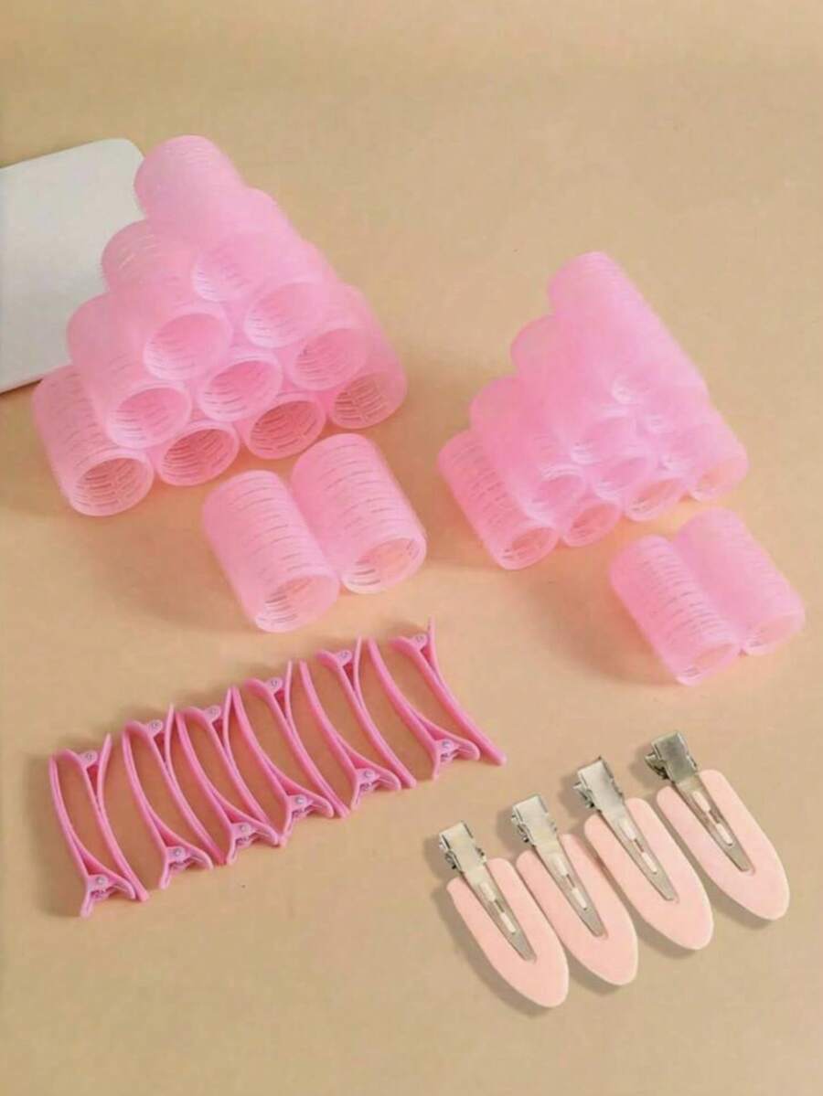 Set da 18 pezzi di bigodini soffici per capelli da donna, include bigodini autoadesivi e fermagli senza segni - adatto per donne e ragazze, volume di qualità da salone a casa, perfetto per sollevare le radici, onde morbide o styling quotidiano. Riutilizzabile, tenuta sicura, essenziale quotidiano, kit di strumenti per lo styling dei capelli rapido e senza sforzo - Multicolore - Visualizzare 1
