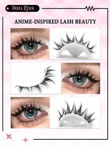 Asiteo 7 Pairs Spiky Cartoon False Eyelashes, Puppy Eye Faux Mink Lashes, Clear Band, Anime Eyelashes, Suitable For Daily, Party, Beach - Black - View 3