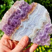 獨特紫水晶蕾絲石英切片，不對稱形狀－適合居家與辦公室水晶裝飾、水晶展示收藏品，聖誕節與情人節送禮佳品 - 彩色 - 查看 4