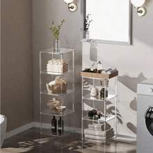 4/5/6-Tier Acrylic Transparent Bookshelf, Vertical Corner Storage Rack, Suitable For Living Room, Bedroom, Bathroom, Small Spaces - Multicolor - View 3