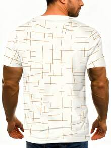 Camiseta de novedad para hombre - Patrón geométrico moderno minimalista, lavable a máquina para uso casual y formal, prenda versátil - Negro - Ver 2