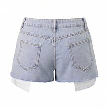 Women's Slim Ripped Denim Shorts Mid Rise Distressed Jean Shorts Frayed Hem Summer Bottoms - Light Blue - View 6