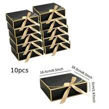 4/10pcs Gold Foil Gift Boxes With Lids, 3 Sizes Available, Luxury Black Bridesmaid Proposal Boxes, Suitable For Weddings, Baby Showers And Birthday Parties - View 9