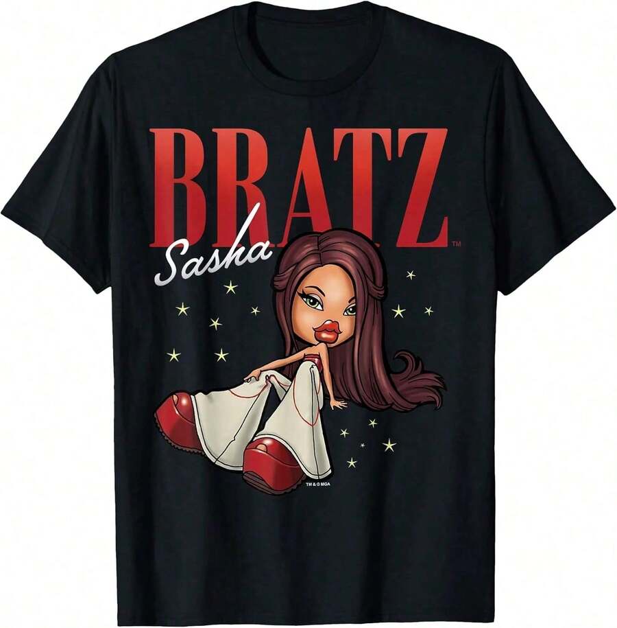 Sasha Portrait T-Shirt, Summer Vacation Outfits, Women's Tops, Summer Tops, Funny T-Shirts, Men's Clothing, T-Shirts - 黑色 - 查看 1
