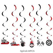 這套 46 件生日派對裝飾組採用賽車主題，包含 15 個橫幅、6 個三角旗、24 個小三角旗和 1 個大三角旗，非常適合拍照背景，適用於室內或戶外生日派對 - B - 查看 10