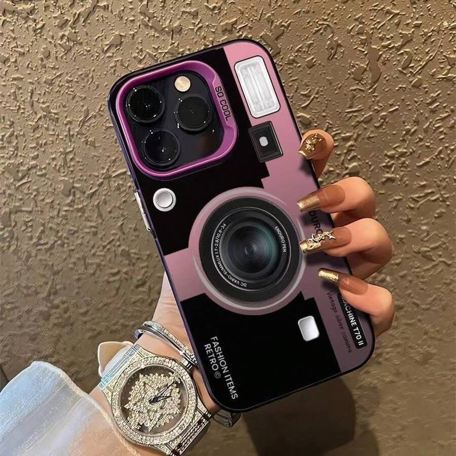 Creative Camera Case Suitable For Apple 16Pro, 15ProMax, New 14, Premium 17Air, Retro Style - 彩銀殼-紫色-創意相機 - 查看 1