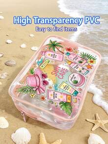 新款防曬主題印花 PVC 防水盥洗包，PVC 沙灘包，清新手繪太陽與防曬設計，夏季陽光護理收納禮品，拉鍊式 PVC 旅行收納袋，輕量耐褪色化妝盥洗包，適合女性與男性，易清潔設計，適合母親、老師、朋友、護理師化妝包，學校假期開學用品盥洗包 - 彩色 - 查看 6