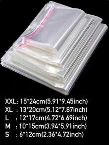 100pcs Clear Self-Seal OPP Bags/Gift Packaging Set - 2-13" S/M/L/XL, Self-Adhesive Dustproof Reusable For Gifts, Weddings, Birthdays, Jewelry, Candy, Toys, Clothes, DIY, Travel, Mailing - Ideal For Halloween, Christmas, Valentine's, Family Gatherings - Multiple Styles - View 4