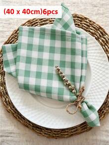 2/6/12pcs Fresh Plaid Napkins, Multi-Color Baking Photography Cloth, Food Mat, Fruit & Western Meal Placemat, Heat-Resistant, Washable & Reusable, Suitable For Picnic, Party, Restaurant, Living Room, Home Daily Decoration - Green - View 11