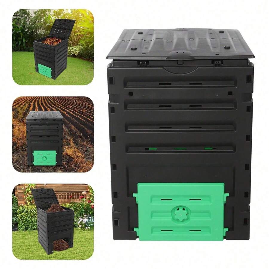 Garden Compost Bin 119 Gal Compost Bin Outdoor Large Capacity Composter 450L NEW - black and green - View 1