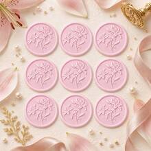 20pcs/Pack 3D Embossed Lily Flower Pattern Wax Seal Stickers, Self-Adhesive Wax Seal Stickers, Suitable For Gifts, Wedding Invitations, Envelope Sealing - Pink - 3D Lily - Pink - View 11