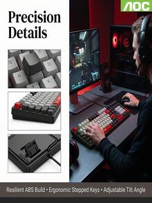 AOC GK116H1 Wired Keyboard With Embossed Keycaps, Crisp Typing Feel And Fast Rebound, Colorful Backlight, 26-Key Anti-Ghosting, USB Plug And Play, Suitable For Office, Gaming And Home Use - View 4
