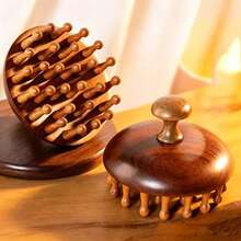 Premium Sandelholz runder Massagekamm, Holzkamm, Kopfkamm, reinigend, magisch, universell für den ganzen Körper - braun - Übersicht 6