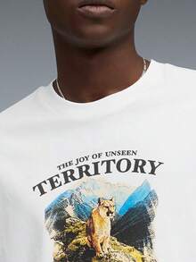 Puma Men's Graphics Short Sleeve Knit Collarless T-Shirt 63689402 - Black and White - View 5