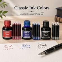 11 Piece Set Of Fountain Pen Ink Cartridges -30 Milliliters Of Ink+10 Replacement Ink Cartridges, Available In Red, Black, And Blue For Smooth And Silky Writing, Natural Ink Penetration, Suitable For Daily Writing, Work, And Study - Sets - View 6