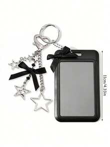 Y2K Bow ID Badge Holder With Star Pendant, Sliding Retractable Card Sleeve, Personalized Fashion Card Holder, Cute Bag Charm Keychain, DIY Keychain Bag Pendant, Back To School And Daily Use, Suitable For Nurses, Doctors, Teachers, Office, Unique Birthday Gift, Holiday Gift, Party Gift, Back To School Gift, Teacher's Day Gift - Multicolor - View 11