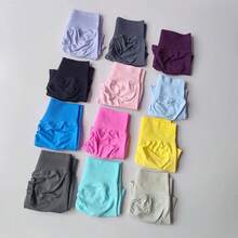 Pantalones cortos de tres puntos para levantamiento de glúteos color melocotón, pantalones cortos de Yoga de cintura alta de verano, pantalones deportivos para correr a la moda y sexis de Color sólido - Azul - Ver 2