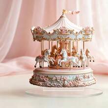 Dreamy 2D Flat Non-3D Printed Carousel Decorative Ornament Acrylic Flat Home Desktop Office Decor Ornament - 1PC - View 2