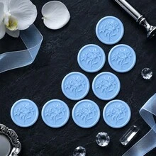20入/包 3D 浮雕百合花紋蠟封貼紙，自黏式蠟封貼紙，適用於禮物、婚禮邀請函信封封口 - 藍色 - 3D 百合-藍 - 查看 10