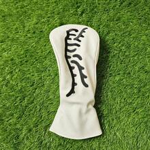 Premium Minimalist Golf Wood Club Headcover, Single-Line Tiger Stripe Embroidery Design, Soft PU Leather Anti-Collision Golf Club Head Cover - White - View 10