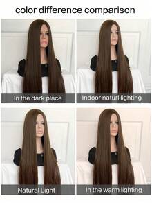A Natural Matte Long Straight Hair Cosplay Wig Of 40 Inches With A Center Part And No Fringe. Suitable For Daily Wear, Parties And Halloween. - Multicolor - View 5