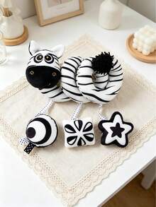 1pc Black & White Animal Cartoon Pendant, Unisex, With Bell And BB Sounder, Portable Sensory Enlightenment Pendant, Suitable As Newborn Gift - Multicolor - View 7