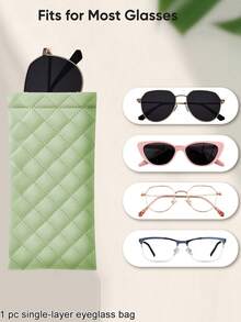 MIYIN 1pc Soft PU Double Layer Glasses Case Sunglasses Storage Bag, Convenient For Daily Carry, Squeeze Top Glasses Case, Minimalist Solid Color Diamond Pattern Anti-Scratch Glasses Storage Bag, Glasses Accessories Sunglasses, Reading Glasses, Myopia Glasses, Astigmatism Glasses Storage Bag, Unisex, Back To School Backpack Travel Essential, Beach Summer Vacation Travel Accessory Travel Bag Vacation Holiday Study Supplies Sunglasses For Women - Multicolor - View 21