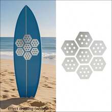 7/12pcs Hexagonal Surfboard Traction Pads, Crocodile Texture Anti-Slip Deck Pads, Waterproof Self-Adhesive Breathable Hollow Hole Surf Foot Grip Pads, Trimmable Surf Accessories Suitable For SUP Paddleboard, Surfboard, Wakeboard, Kayak - Multicolor - View 9