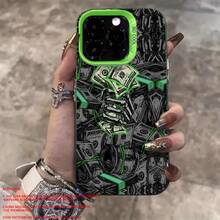 Funda para teléfono: Diseño de pantalla completa con patrón USD, IMD a color plateado, adecuada para iPhone X/11/12/13/14/15/16/17/air/pro/promax/plus, ofrece protección contra caídas, arañazos y roturas de la pantalla, agarre cómodo, ideal como regalo para amigos, familiares, fans y en ocasiones especiales. - Color mixto 4 - Ver 3