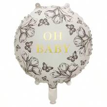 Banner de Balões Metalizados OH BABY Branco Creme, Decoração Neutra para Chá de Bebé, Balões Mylar Redondos e em Forma de Estrela com Flores, Decoração de Fundo para Festa de Revelação de Género e Gravidez - Multicolorido - Ver 14