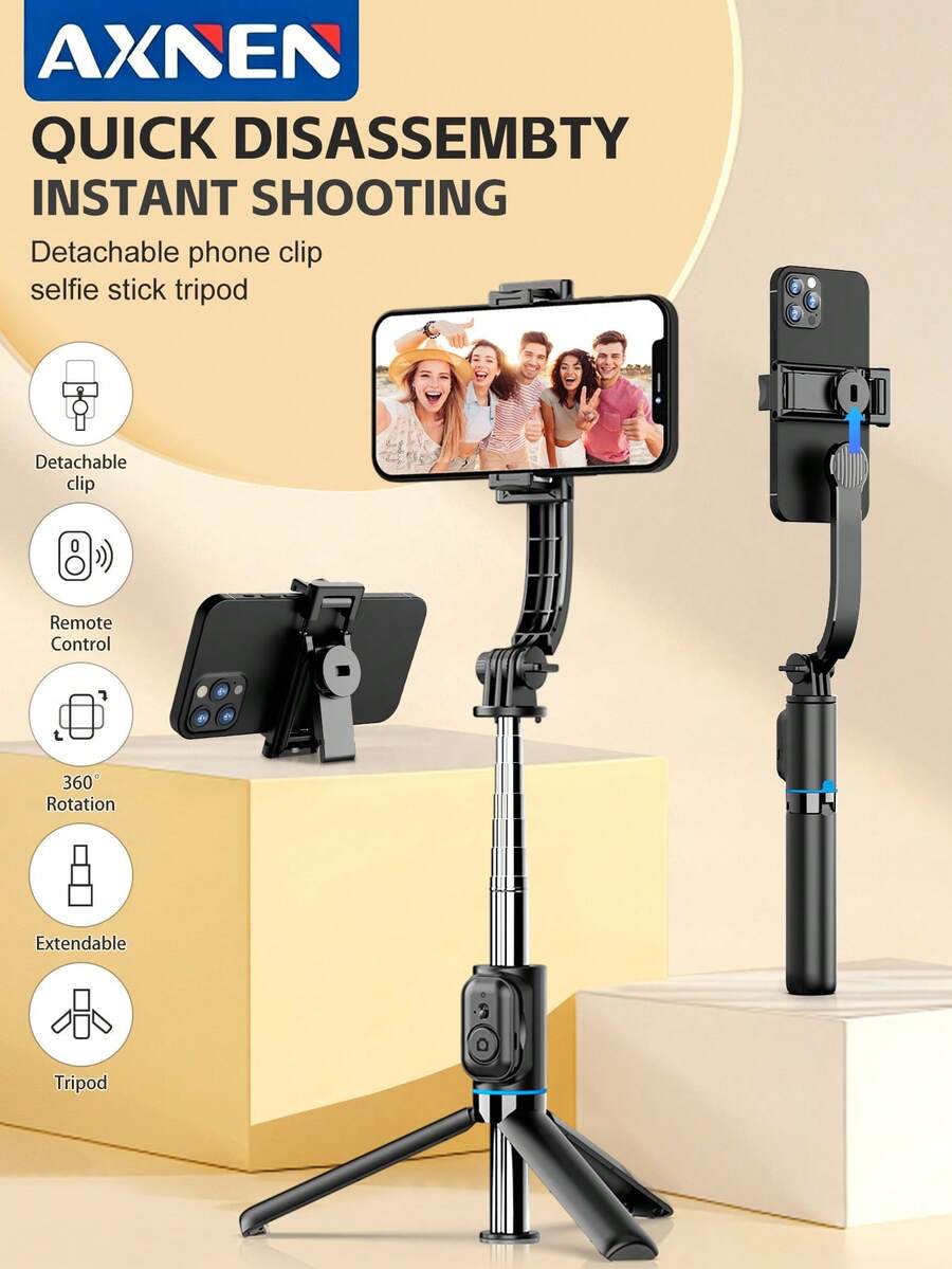 AXNEN Gậy selfie tripod có đèn LED bù sáng, giá đỡ điện thoại tháo rời dạng monopod kèm điều khiển từ xa Bluetooth không dây, giá đỡ điện thoại đa năng mở rộng kéo dài, tripod cho smartphone, đèn và camera, tương thích với mọi iOS & Android