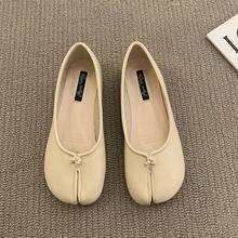 Tabi -zapatos planos de piel de microfibra para mujer, zapatillas cómodas con punta dividida, mocasines de fondo suave, lisos - marrón3 - Ver 9
