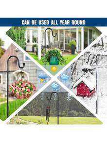 1pc Rust-Proof Adjustable Metal Shepherd's Hook, Heavy Duty 3/5 Prong Soil Insertion Hanging Rack, Outdoor Garden Planter, Bird Feeder And Wedding Floral Decoration Stand, Practical Holiday Gift - New Model - View 10
