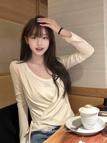 春夏女款柔軟薄款防曬開襟外套，休閒冷氣房外搭蕾絲飾邊輕便上衣，白色 - 白色 - 查看 1