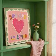 1 Stück "Du bist so geliebt" Herz Leinwand Wandkunst Ungerahmt, bunter Zitatdruck, Boho Kinderzimmer Ästhetik Dekoration, Poster für Wohnzimmer, Schlafzimmer, Küche, Eingangsbereich, Büro, moderne Heimdekoration, modische künstlerische Wandkunst - modern - Übersicht 6