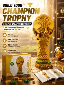 Football Sports Trophy Jersey Compatible Building Blocks World Cup Competition Peripheral Decoration Toy Suitable For Teenagers 14 Years Old And Above Gift Birthday Present - Multicolor - View 2