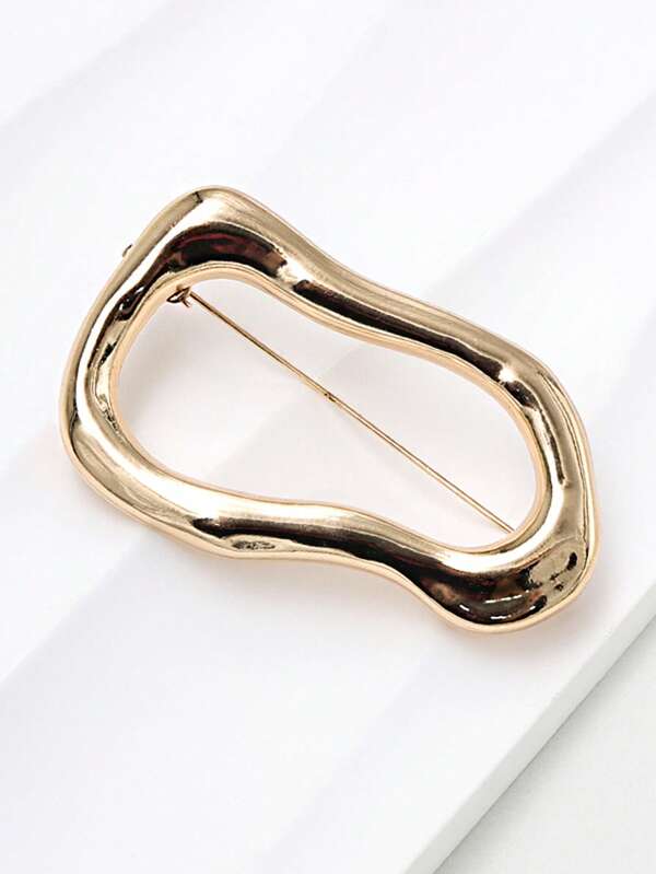 1pc Asymmetrical Metal Women's Elegant Brooch, Fashion Casual Daily Wear Anti-Exposure Pin Brooch Flower Decoration Buckle