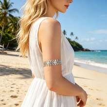 6件組設計師花卉臂環，可調節蝴蝶海星葉片多功能手臂手鍊，極簡個性化，適合度假與派對 - 6PC-1 - 查看 4
