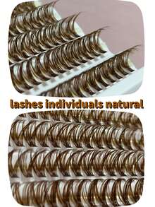 200pcs Brown Cluster False Eyelashes, D Curl Voluminous, Brown Eyelash Extensions, Single Eyelashes, Dense Natural Look, DIY Home Eyelash Extensions - Brown - View 4