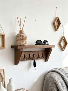 Wooden Wall Frame With Hooks - A Simple Entryway Key Management Rack, Suitable For Living Room, Bedroom And Study - View 4