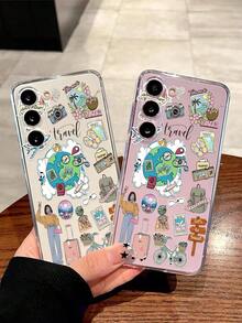 1件全球飛機旅行地圖路標單車護照手機殼 軟性保護套 適用於 Honor、Galaxy A04e/12/A13/A14/A34/A50/A52/A53/A54/S21/S22/S23/S24/S25/S25Ultra/S25FE/S26/S26 PLUS/S26 ULTRA/S26 EDGE/ 6A/7A/8A/ 12T/13T/15T/15 TPRO，[國際版非本地版] - 無色 - 查看 2