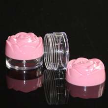 20g Plastic Cosmetic Cream Container, Rose-Shaped Threaded Lid, Empty Cosmetic Sample Jar/Lip Balm Jar, 6pcs/Pack - View 3