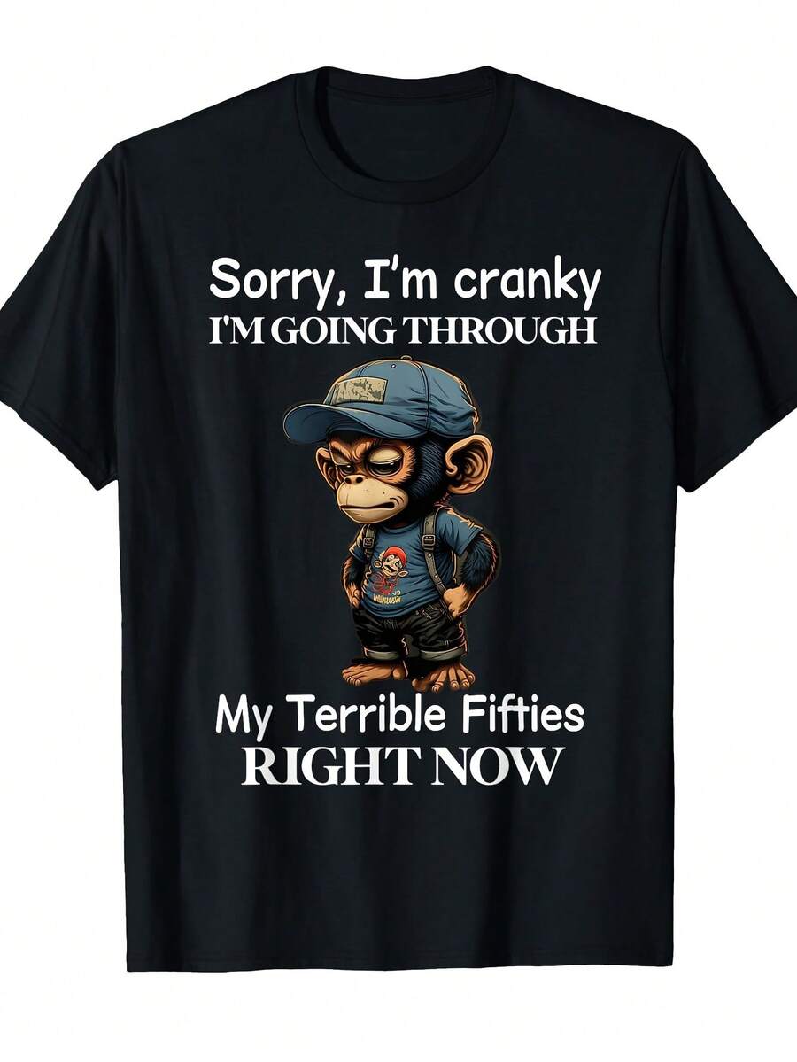 Camiseta "Lo siento, estoy de mal humor, estoy pasando por mis terribles cincuenta" - Negro - Ver 1